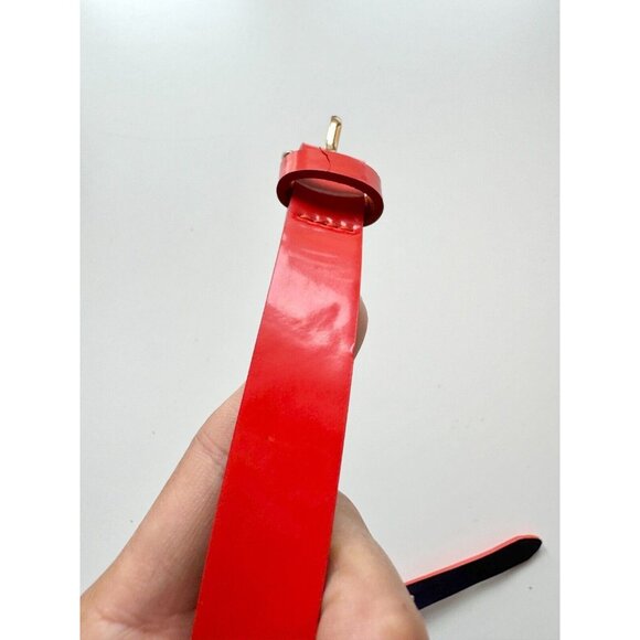 CLUB MONACO Red Orange Patent Leather Skinny Belt, Size XS - Picture 7 of 11